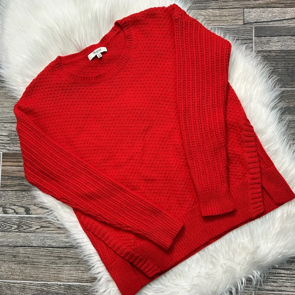 Madewell Red Texturemix Pullover Sweater